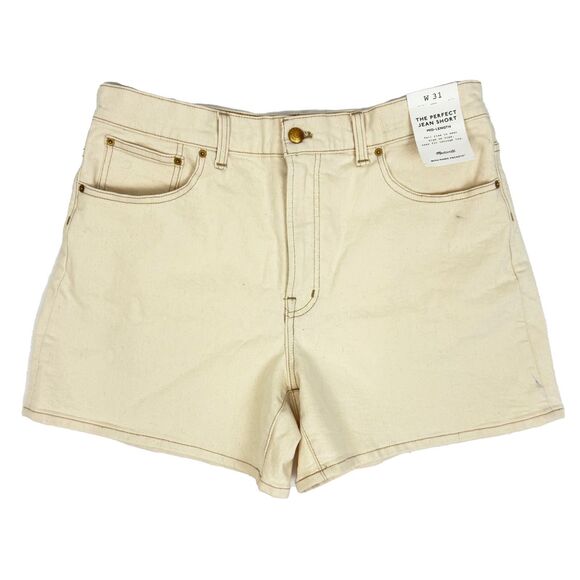 MADEWELL The Perfect Vintage Mid-Length Jean Short 31 Natural Denim High Rise B1 - Picture 1 of 6
